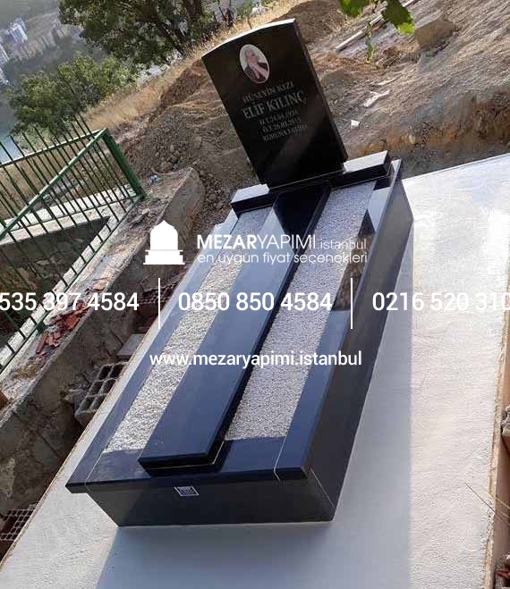 G-13 SİYAH GRANİT ARA KAPAKLI KOMPLE 5 CM KALINLIKTA MEZAR - Görsel 3