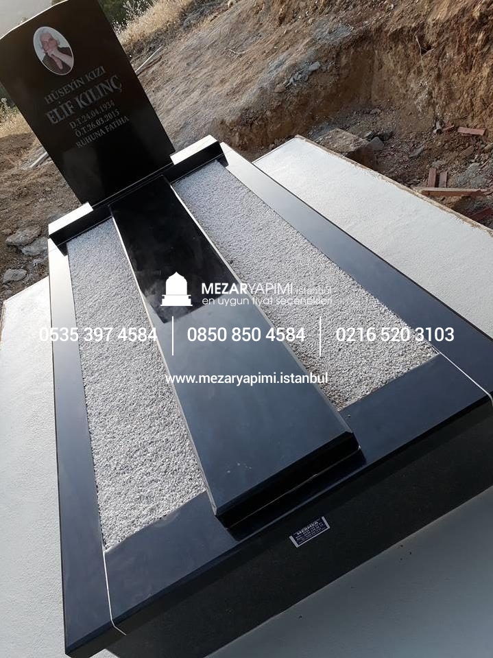 G-13 SİYAH GRANİT ARA KAPAKLI KOMPLE 5 CM KALINLIKTA MEZAR - Görsel 5