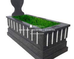 G-98 Nero Gaska Çizgili Komple 5 cm Kalınlıkta Mezar Modeli