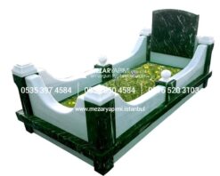 L-42 Serpantin - Beyaz Mermer 5-15 cm Kalınlıkta Blok Mezar Modeli