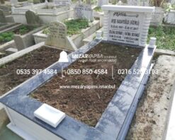Alternative view of Tek Kişilik Mermer Sütunlu Küpeşte Granit Mezar