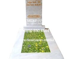 Alternative view of M-19 Beyaz Mermer Blok Mezar Modeli - İstanbul Mezar Taşı Fiyatı