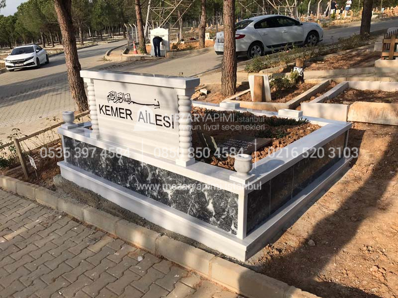 iki Kisilik Govde Siyah Mermer Sutunlu Mezar-4