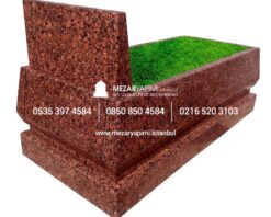 Alternative view of G-84 Kırmızı Konik Blok Granit Mezar Modeli