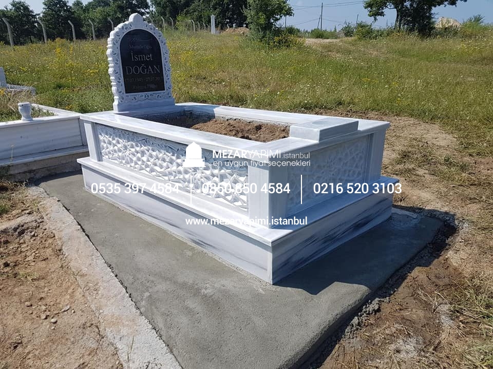Tek Kişilik Cnc Desen İşlemeli Mermer Mezar Modelleri - Görsel 4