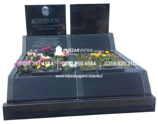 Çift Kişilik Absolute Black Granit Eğimli Mezar Modeli - Görsel 5