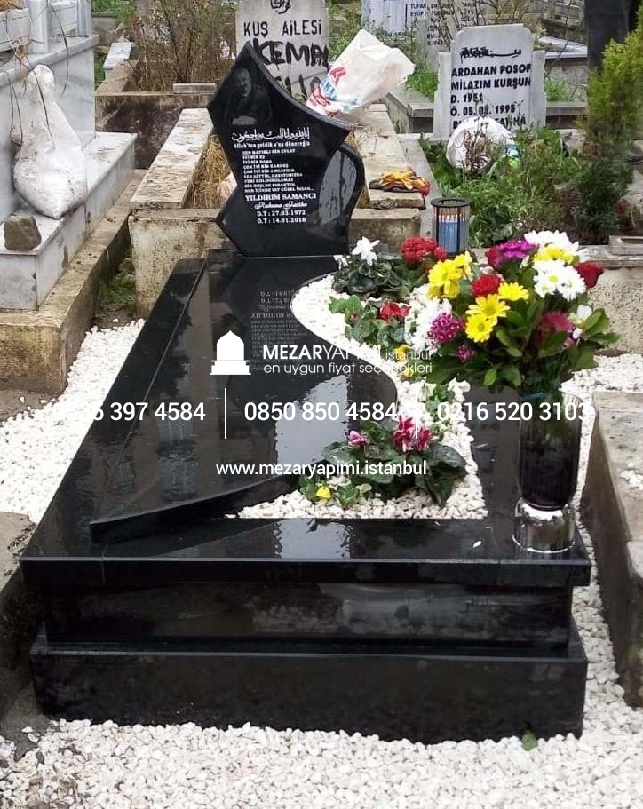 DALGALI KAPAKLI GRANİT MEZAR MODELİ - Görsel 3