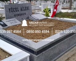 Alternative view of Çift Kişilik Gri Siyah Granit Abide Baş Taşı Blok Mezar