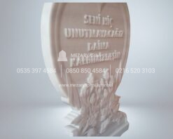 Kalp Şeklinde Cnc 3D Lale Çiçek İşlemeli Mezar Taşı