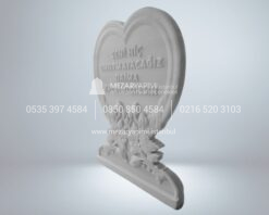 Kalp Şeklinde Cnc 3D Lale Çiçek İşlemeli Mezar Taşı