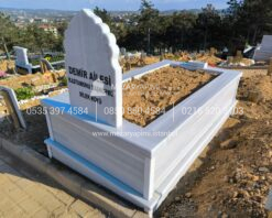 Özel Tasarım Baş Taşı Kabartma İşlemeli Mermer Mezar