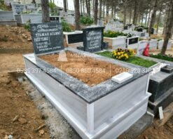 Tek Kişilik Küpeşte Baştaşı Siyah Mermer Mezar