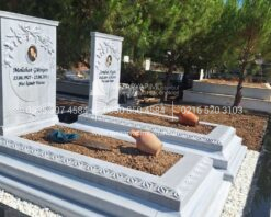 Başak Yaprağı Motifli Cnc Mermer Blok Mezar
