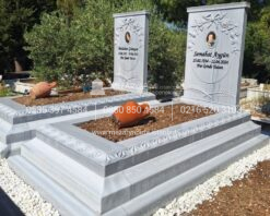 Başak Yaprağı Motifli Cnc Mermer Blok Mezar