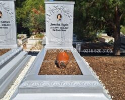 Başak Yaprağı Motifli Cnc Mermer Blok Mezar