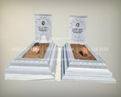 Başak Yaprağı Motifli Cnc Mermer Blok Mezar