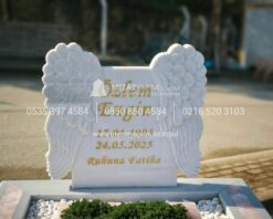 Pembe Onyx Mermer Melek Kanatli Mezar Tasi Modeli