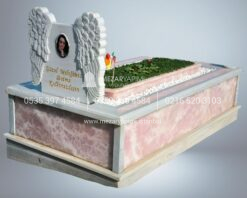 Pembe Onyx Mermer Melek Kanatli Mezar Tasi Modeli