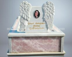Pembe Onyx Mermer Melek Kanatli Mezar Tasi Modeli
