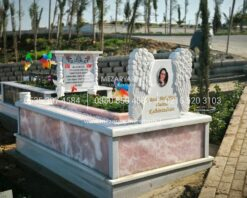 Pembe Onyx Mermer Melek Kanatli Mezar Tasi Modeli