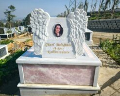 Pembe Onyx Mermer Melek Kanatli Mezar Tasi Modeli