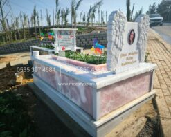 Pembe Onyx Mermer Melek Kanatli Mezar Tasi Modeli