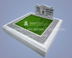 Özel El İşçiliği Desen İşlemeli 15cm Blok Mermer Mezar