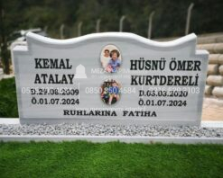 Özel El İşçiliği Desen İşlemeli 15cm Blok Mermer Mezar