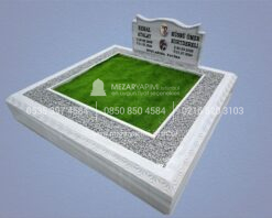 Özel El İşçiliği Desen İşlemeli 15cm Blok Mermer Mezar