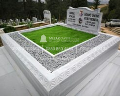 Özel El İşçiliği Desen İşlemeli 15cm Blok Mermer Mezar