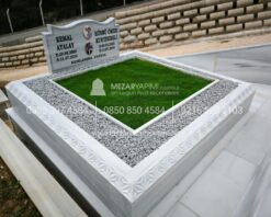 Özel El İşçiliği Desen İşlemeli 15cm Blok Mermer Mezar