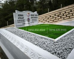 Özel El İşçiliği Desen İşlemeli 15cm Blok Mermer Mezar