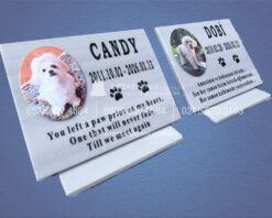 Kaide Üzerinde Porselen Resimli Mermer Pet Mezar Taşı