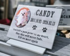 Kaide Üzerinde Porselen Resimli Mermer Pet Mezar Taşı